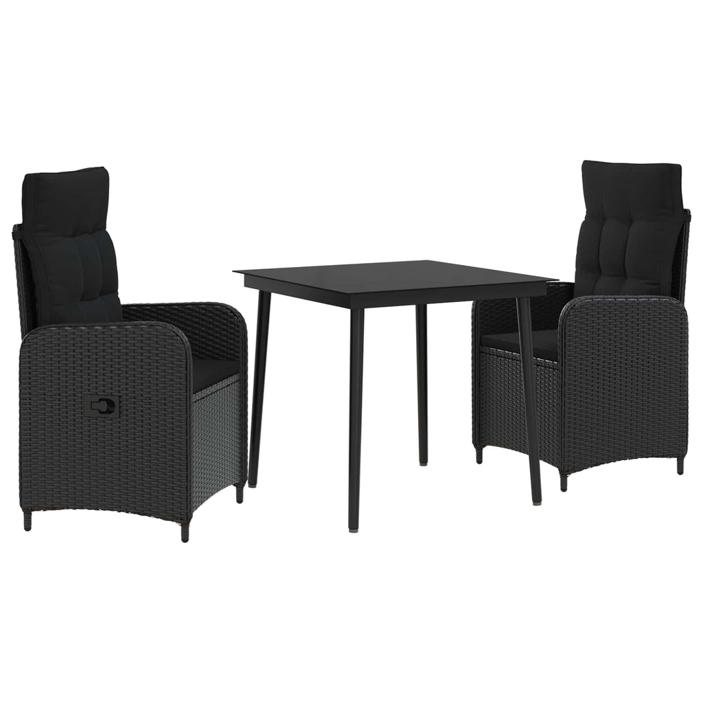 vidaXL Zestaw stolików kawowych z poduszką z poduszką 3 pcs Czarny