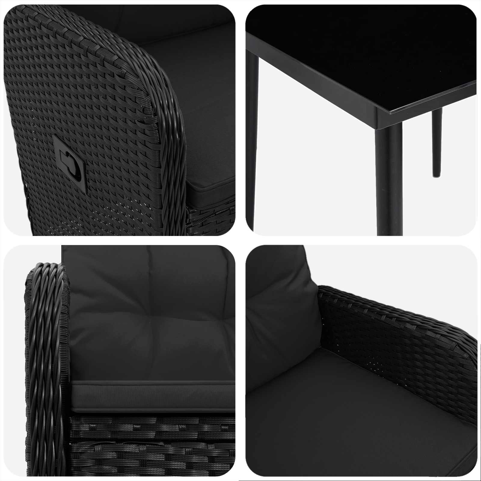 vidaXL Zestaw stolików kawowych z poduszką z poduszką 5 pcs Czarny