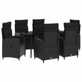 vidaXL Zestaw stolików kawowych z poduszką z poduszką 7 pcs Czarny