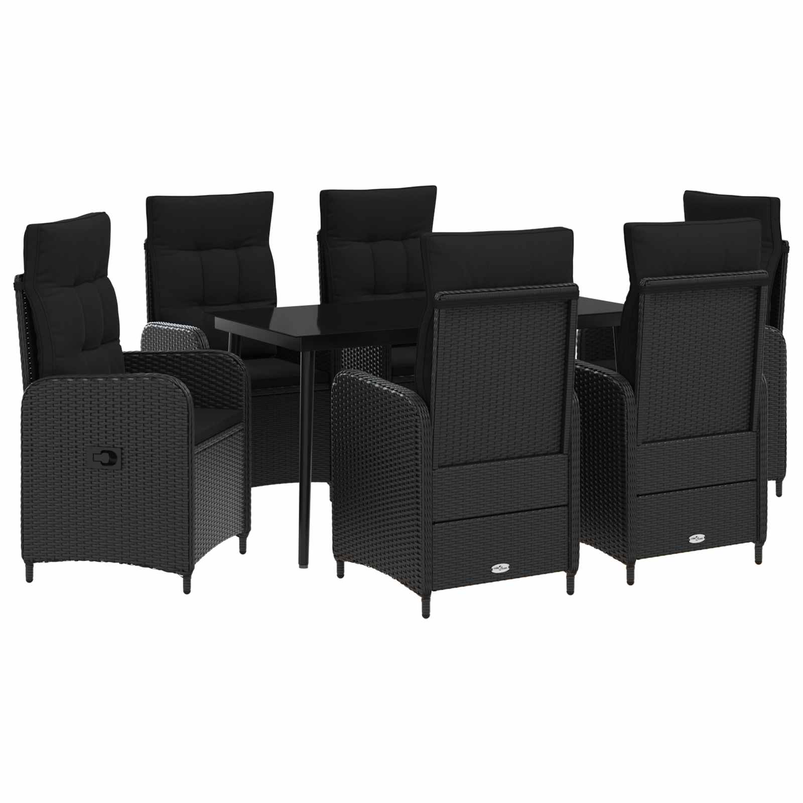 vidaXL Zestaw stolików kawowych z poduszką z poduszką 7 pcs Czarny