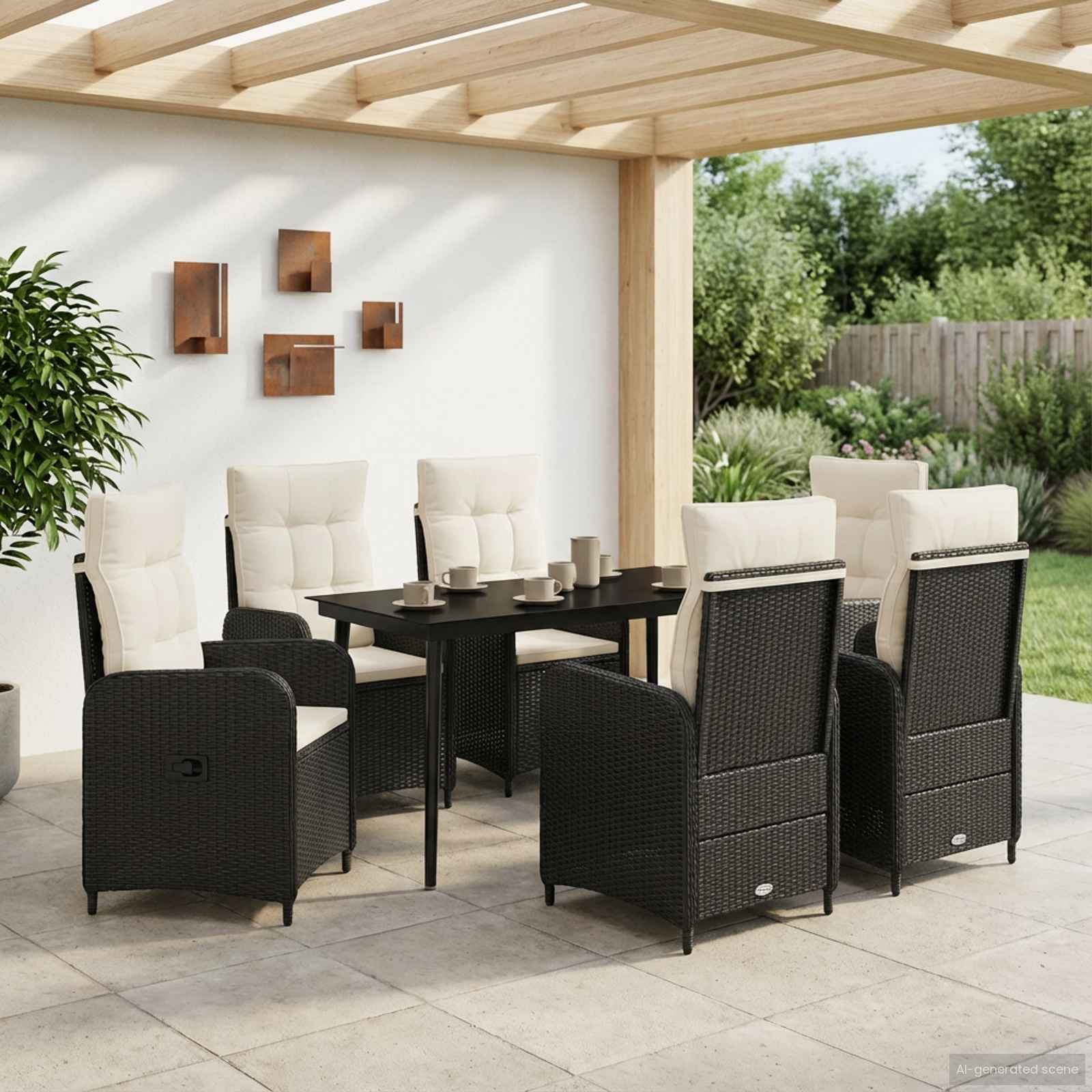 vidaXL Zestaw stolików kawowych 7 pcs Czarny i kremowo-biały