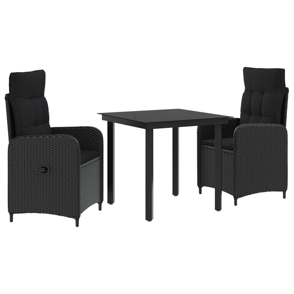 vidaXL Zestaw stolików kawowych z poduszką z poduszką 3 pcs Czarny