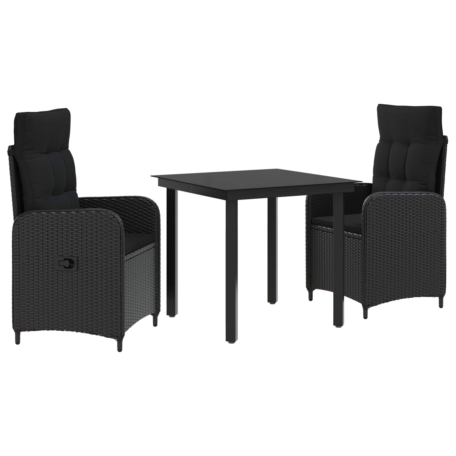 vidaXL Zestaw stolików kawowych z poduszką z poduszką 3 pcs Czarny