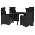 vidaXL Zestaw stolików kawowych z poduszką z poduszką 5 pcs Czarny