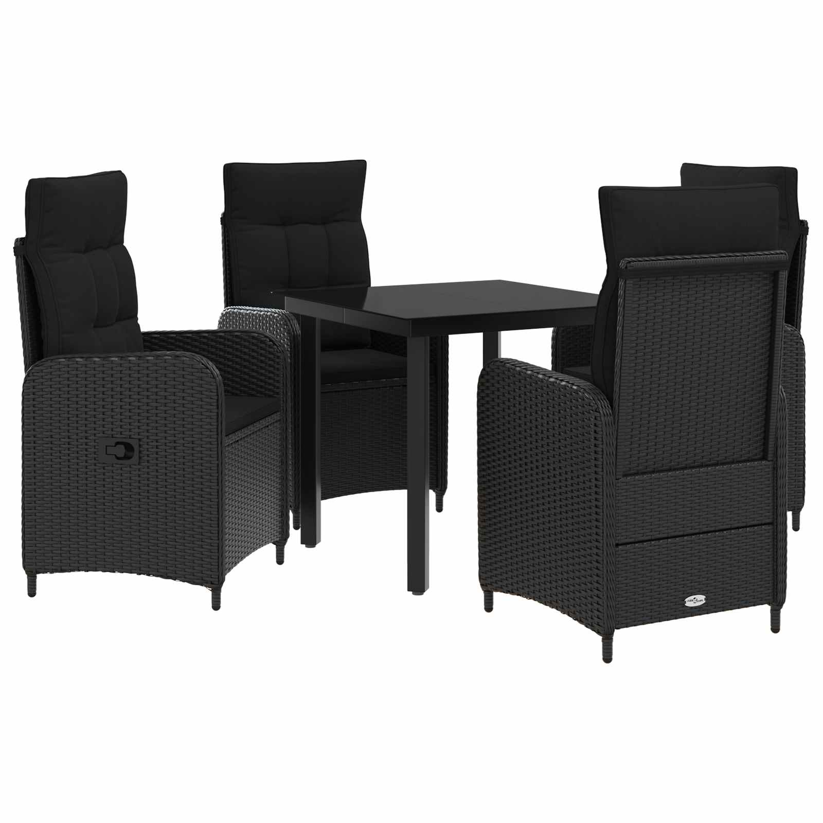 vidaXL Zestaw stolików kawowych z poduszką z poduszką 5 pcs Czarny