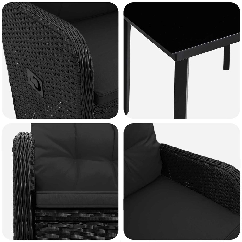vidaXL Zestaw stolików kawowych z poduszką z poduszką 5 pcs Czarny