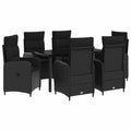 vidaXL Zestaw stolików kawowych z poduszką z poduszką 7 pcs Czarny