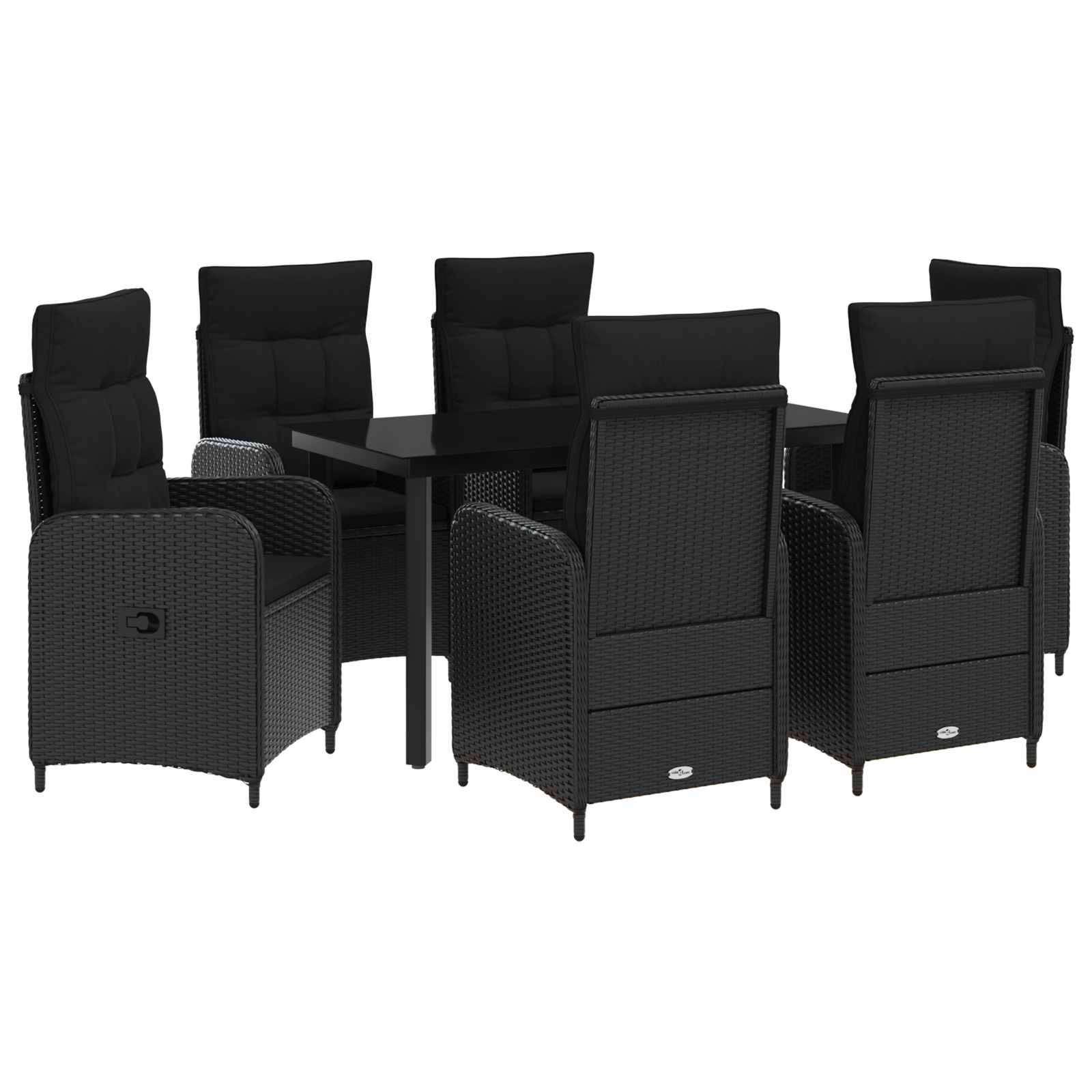 vidaXL Zestaw stolików kawowych z poduszką z poduszką 7 pcs Czarny