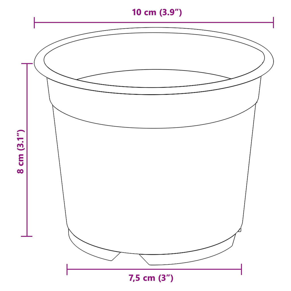 vidaXL Okrągła doniczka na kwiaty 50 pcs Czarny Ø 10 x 8 cm