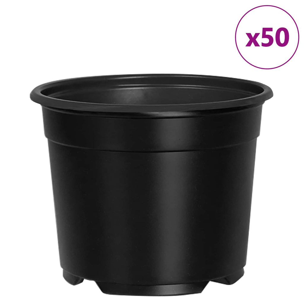 vidaXL Okrągła doniczka na kwiaty 50 pcs Czarny Ø 10 x 8 cm