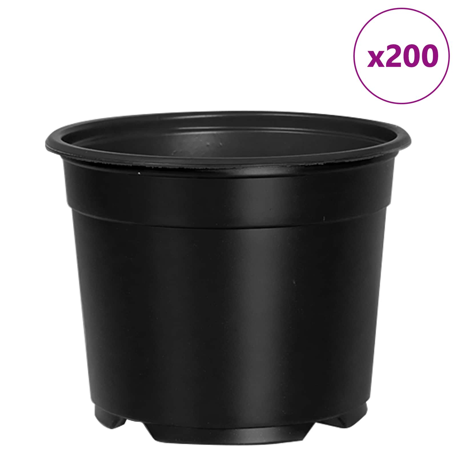 vidaXL Okrągła doniczka na kwiaty 200 pcs Czarny Ø 10 x 8 cm