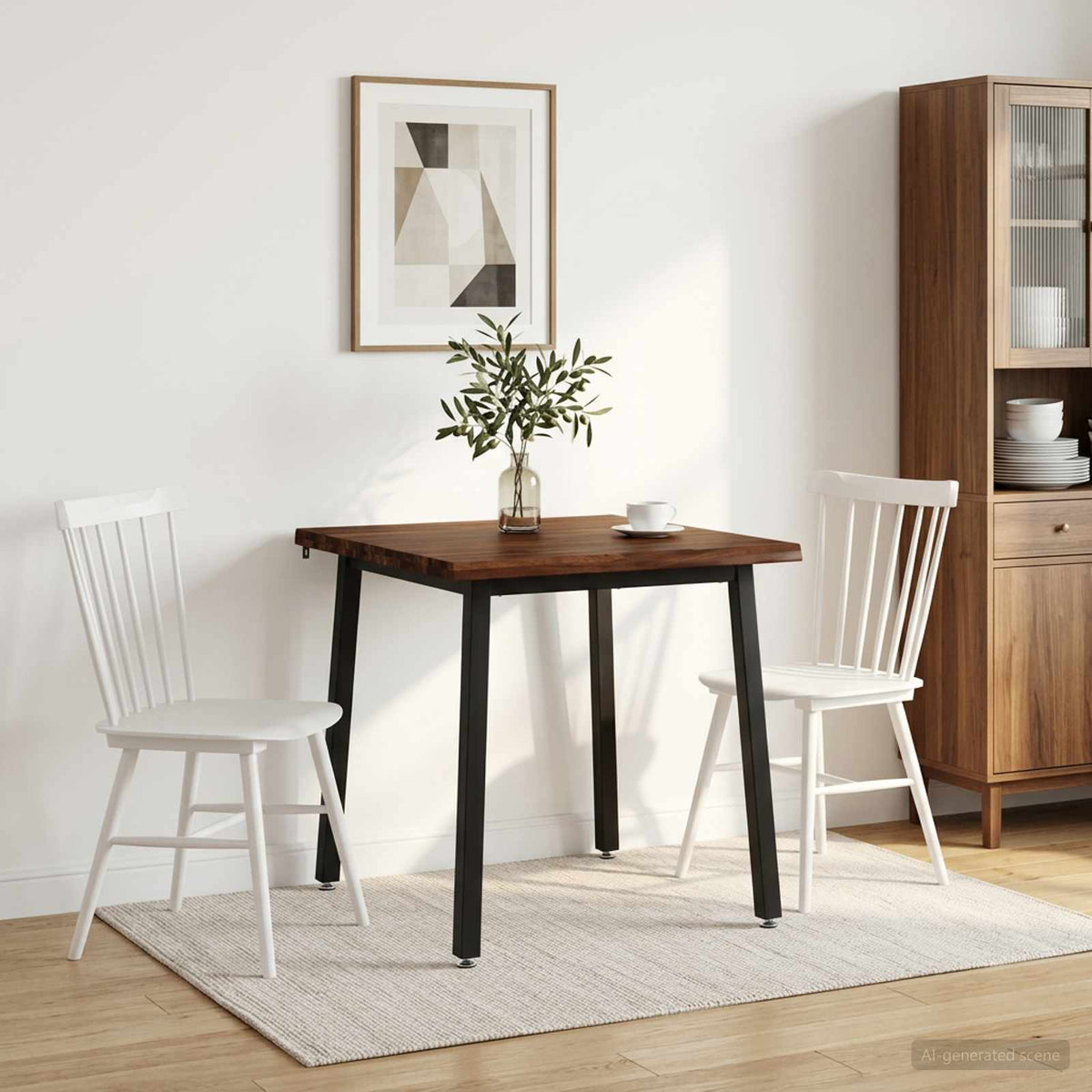 vidaXL 70 x 70 x 75 cm Lite Drewno Akacji Ciemnobrązowy i czarny
