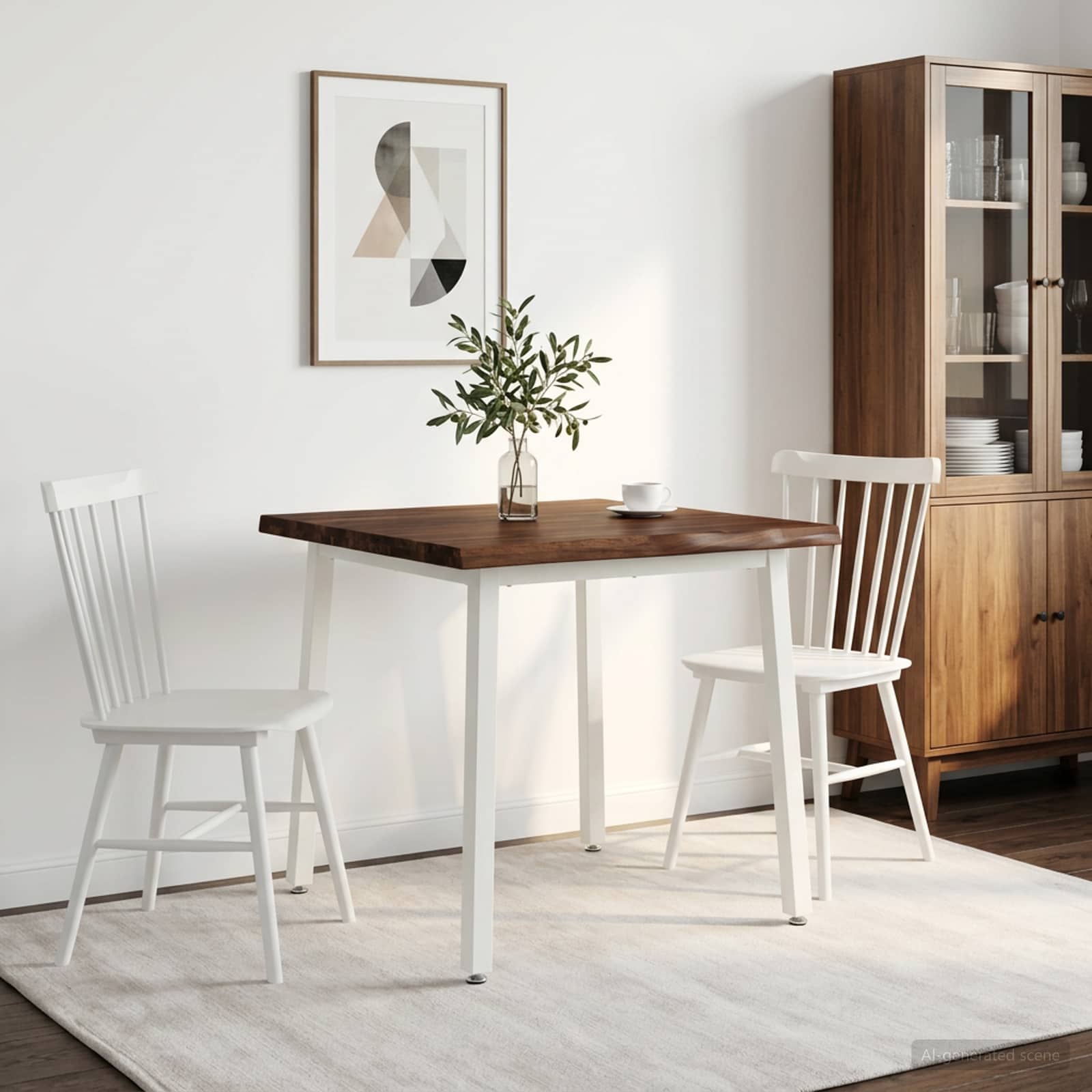 vidaXL 90 x 90 x 75 cm Lite Drewno Akacji Ciemnobrązowy i Biały