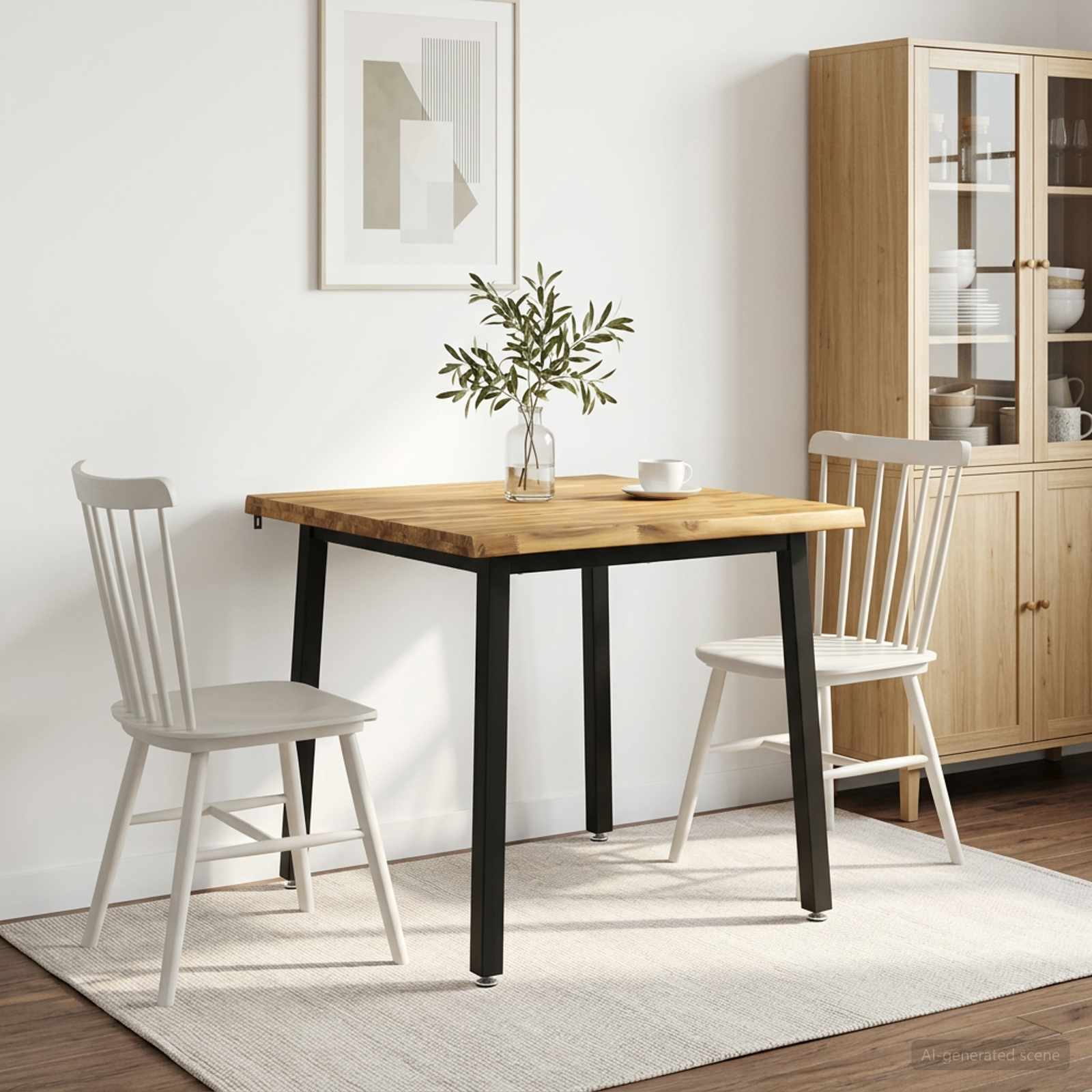 vidaXL 70 x 70 x 75 cm Lite Drewno Akacji biały i czarny Kwadrat