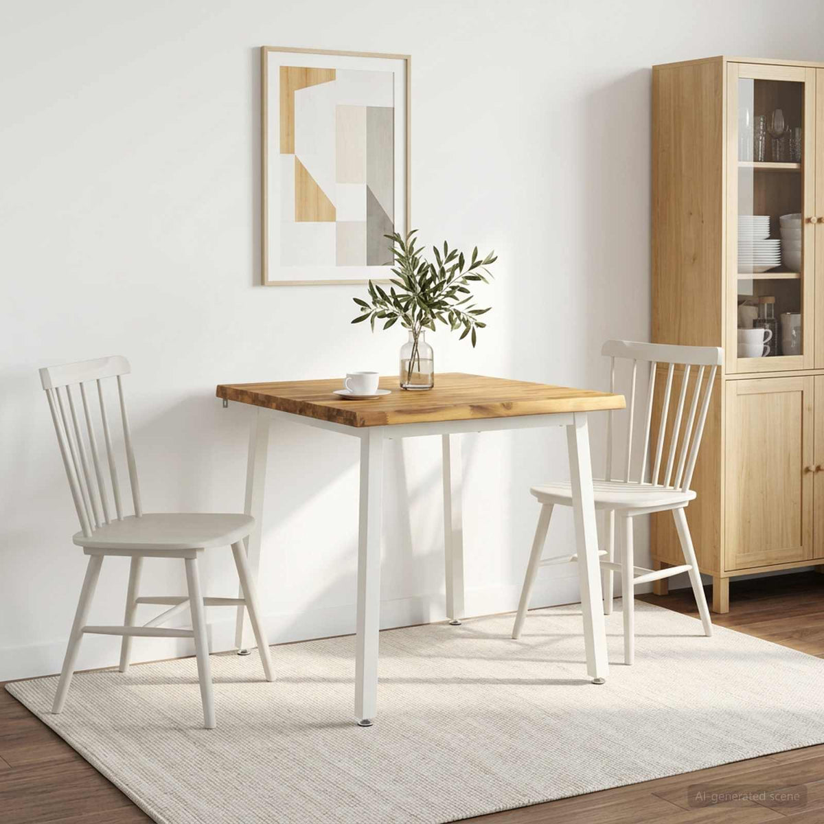 vidaXL 60 x 55 x 75 cm Lite Drewno Akacji Biały Prostokątny
