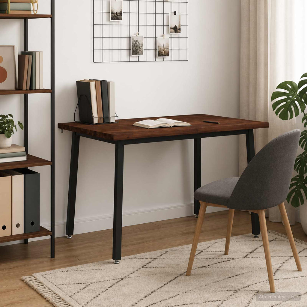 vidaXL 110 x 55 x 75 cm Lite Drewno Akacji Ciemnobrązowy i czarny