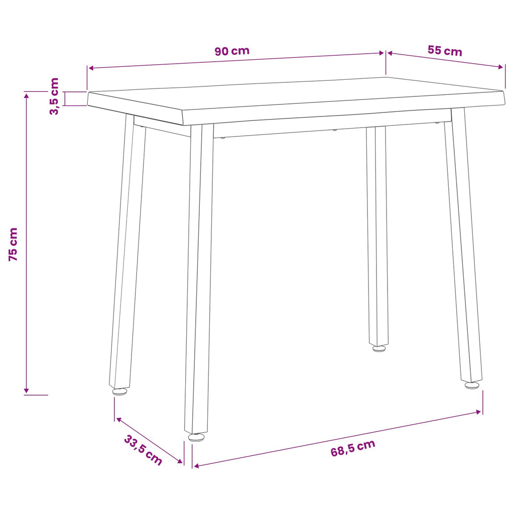 vidaXL 90 x 55 x 75 cm Lite Drewno Akacji Ciemnobrązowy i czarny