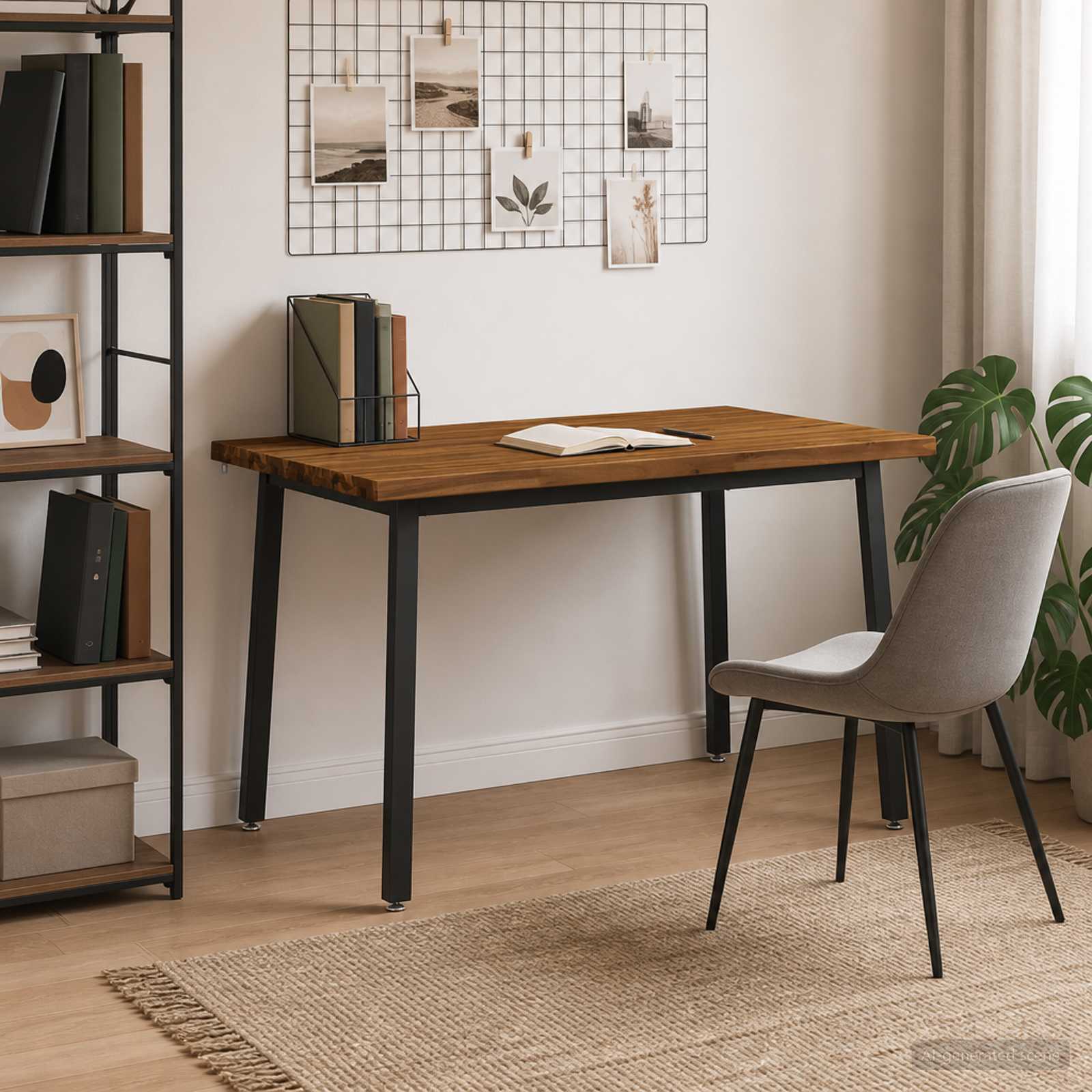 vidaXL 90 x 55 x 75 cm Lite Drewno Akacji Naturalny i czarny