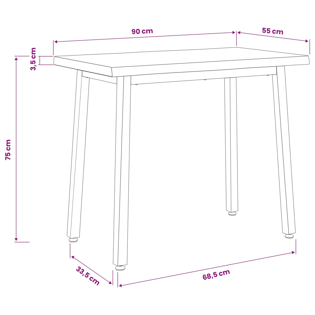 vidaXL 90 x 55 x 75 cm Lite Drewno Akacji Naturalny i czarny