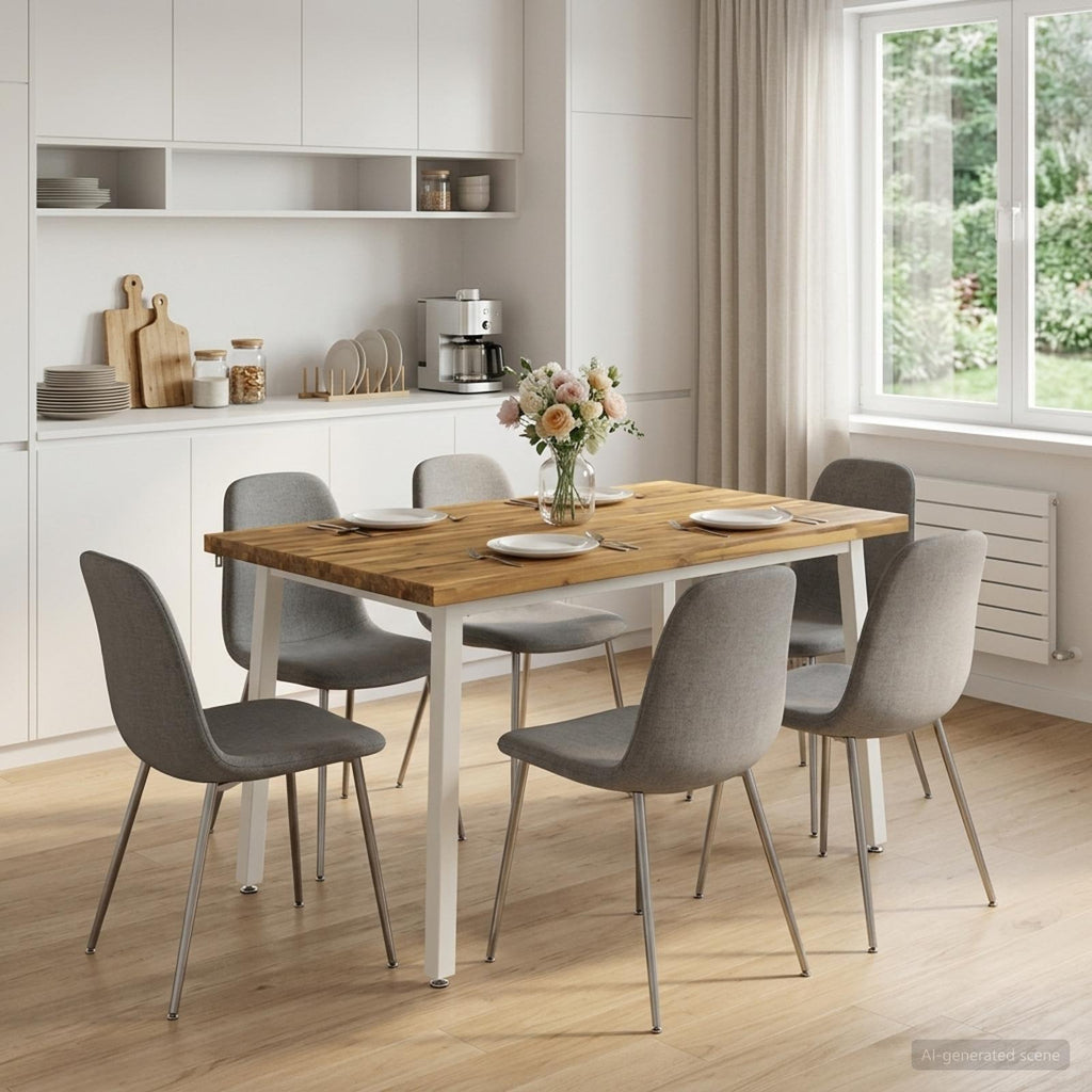 vidaXL 110 x 55 x 75 cm Lite Drewno Akacji Biały Prostokątny