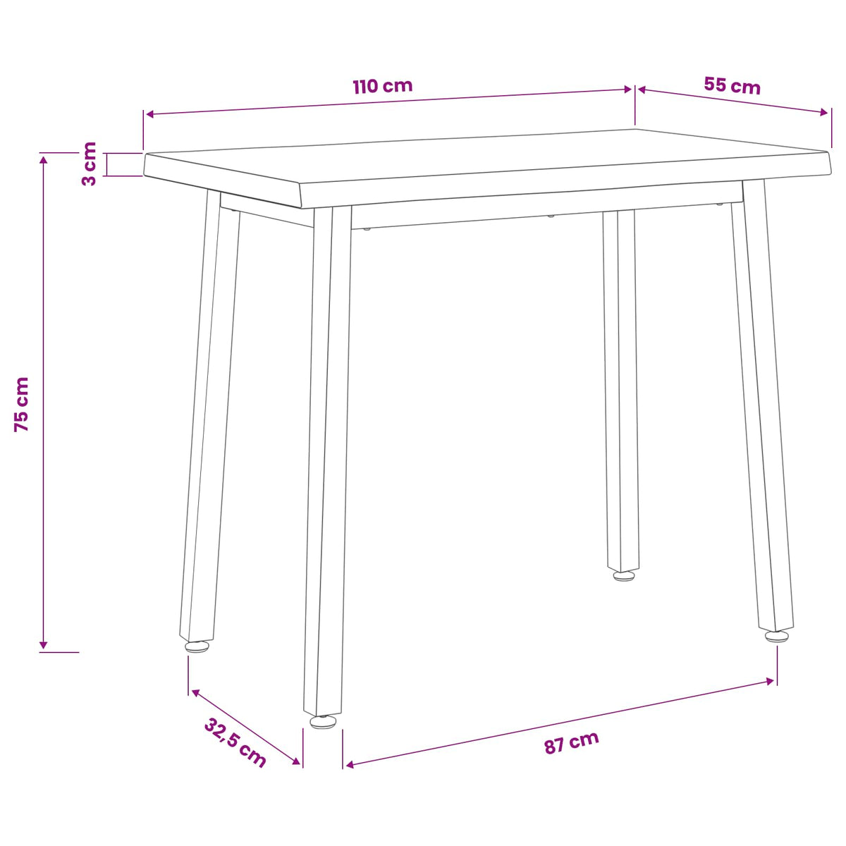 vidaXL 110 x 55 x 75 cm Lite Drewno Akacji Ciemnobrązowy i czarny