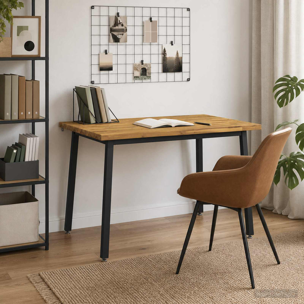 vidaXL 120 x 80 x 75 cm Lite Drewno Akacji biały i czarny Prostokątny