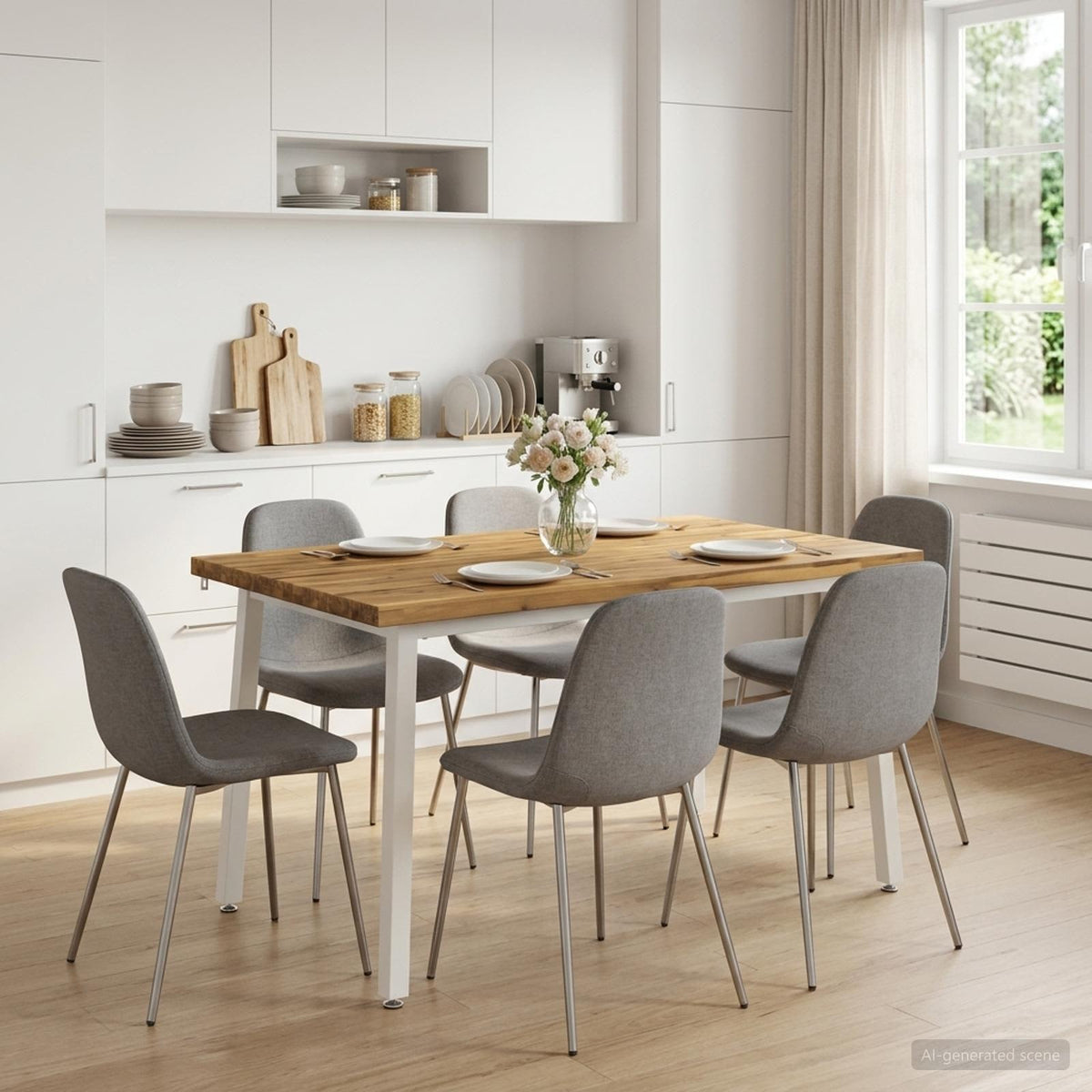 vidaXL 120 x 90 x 75 cm Lite Drewno Akacji Biały Prostokątny