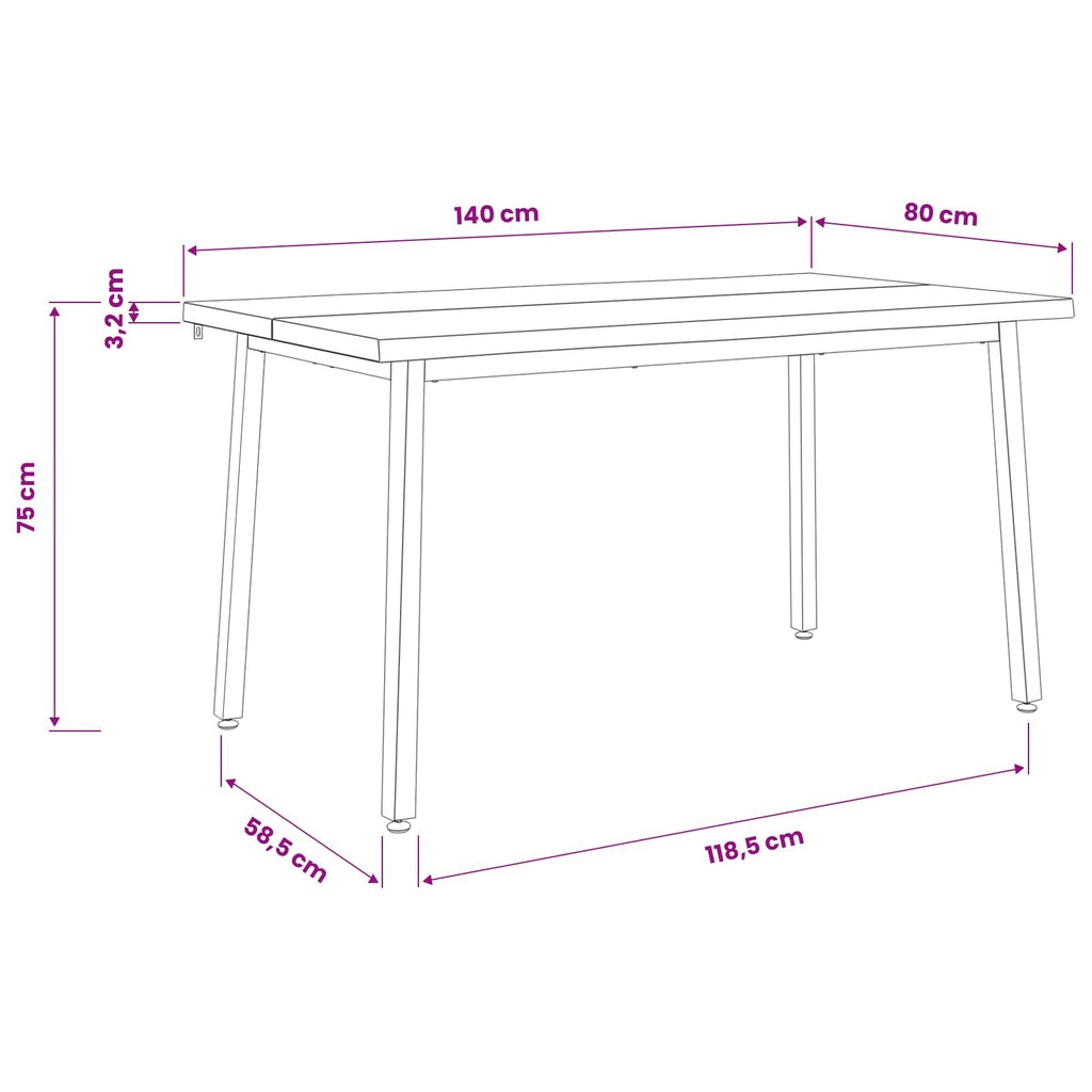 vidaXL 140 x 80 x 75 cm Lite Drewno Akacji Ciemnobrązowy i czarny