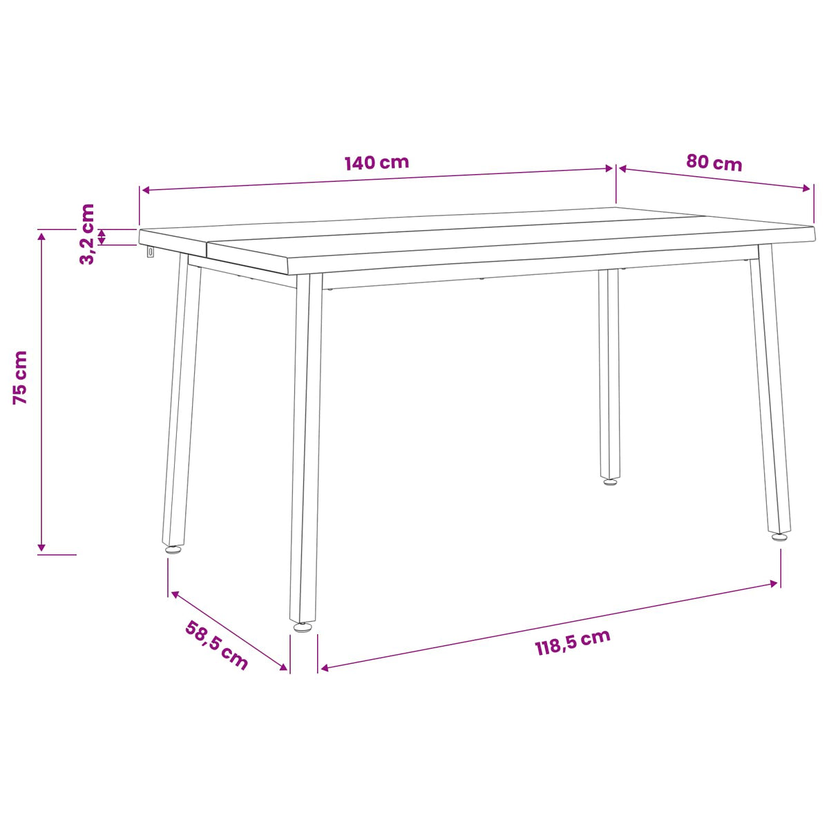 vidaXL 140 x 80 x 75 cm Lite Drewno Akacji Ciemnobrązowy i czarny