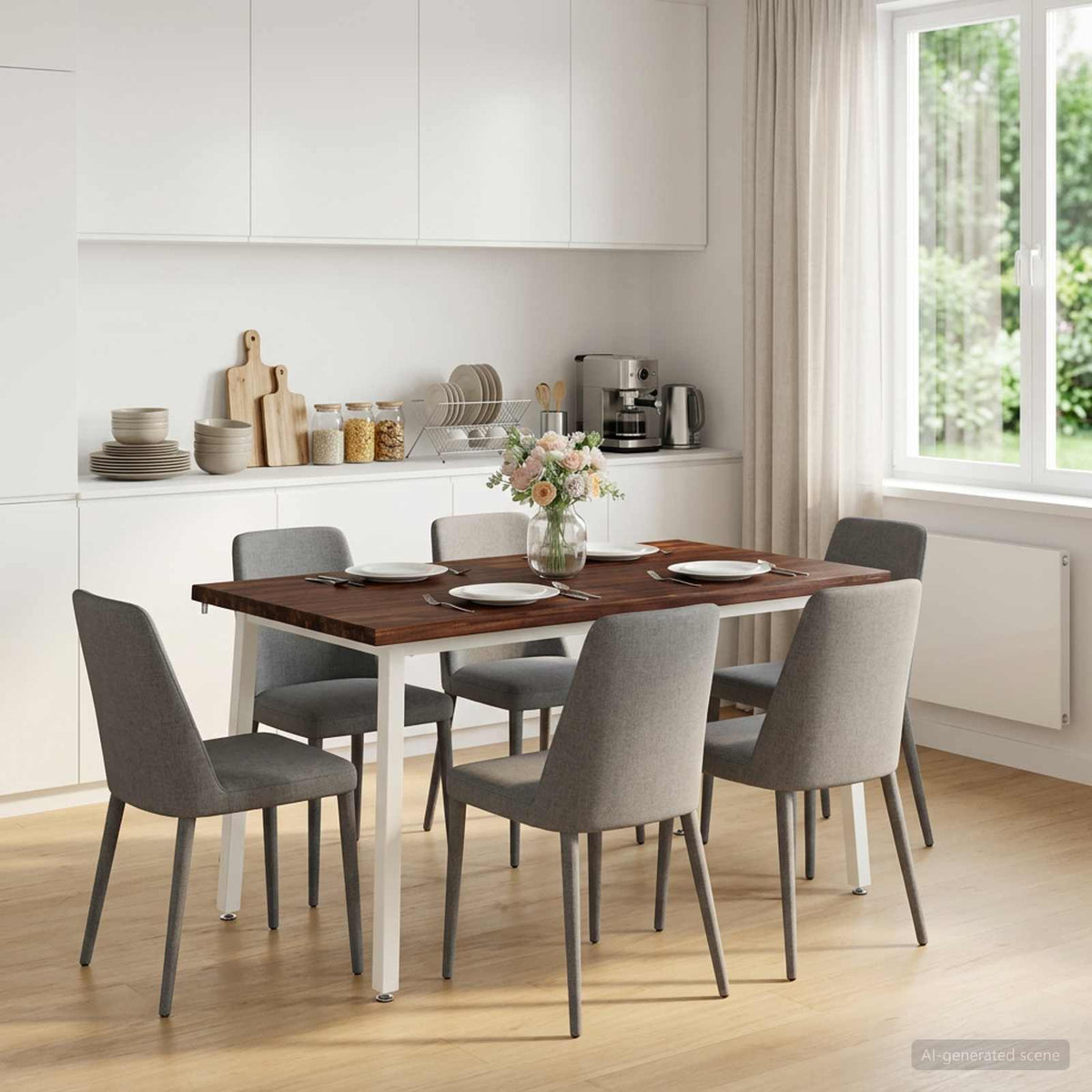 vidaXL 140 x 80 x 75 cm Lite Drewno Akacji Ciemnobrązowy i Biały