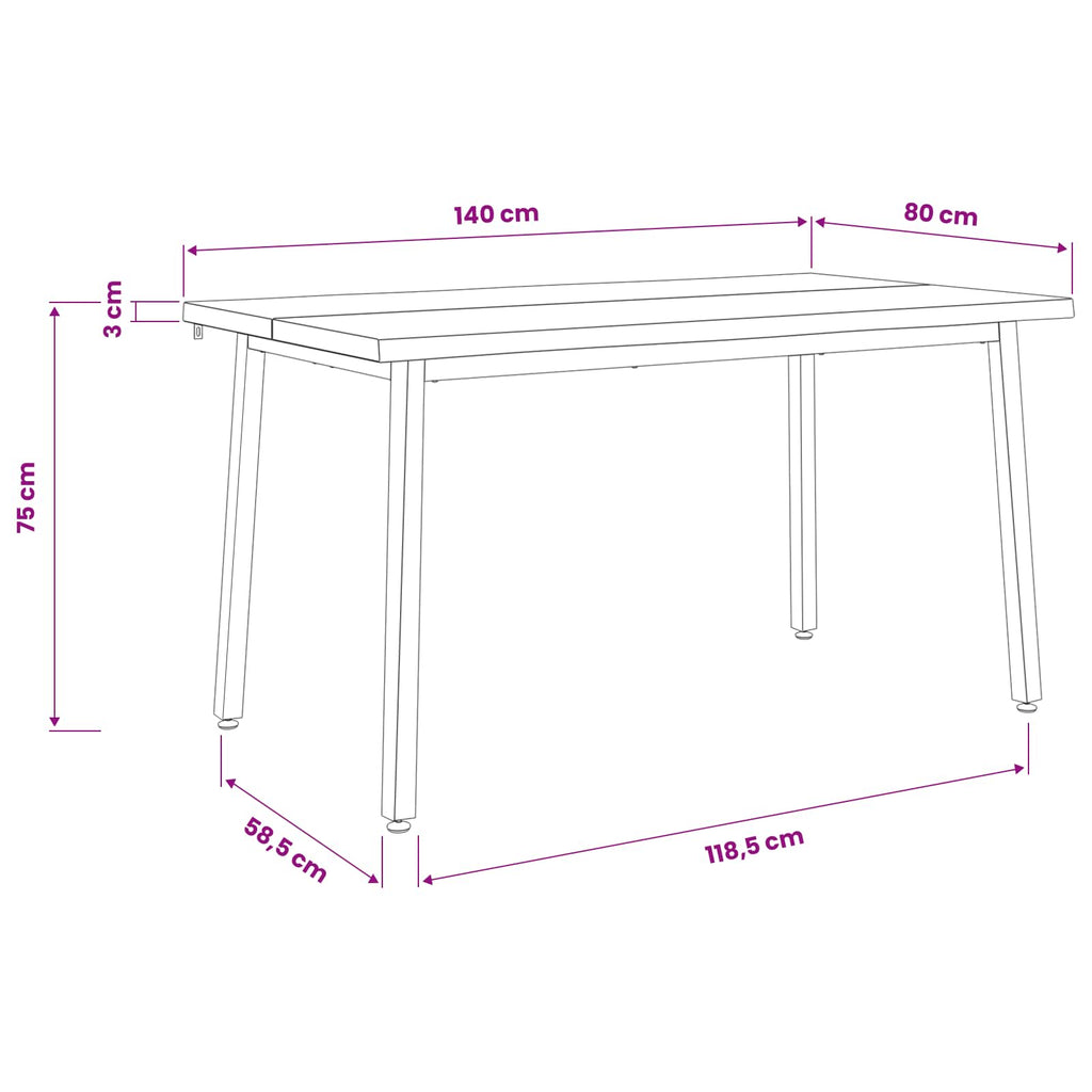 vidaXL 140 x 80 x 75 cm Lite Drewno Akacji Ciemnobrązowy i Biały