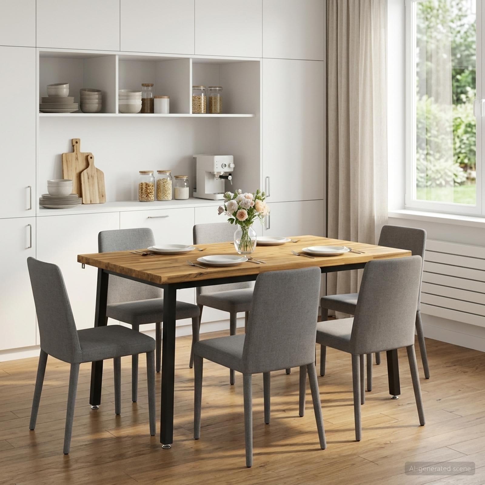 vidaXL 140 x 80 x 75 cm Lite Drewno Akacji biały i czarny Prostokątny