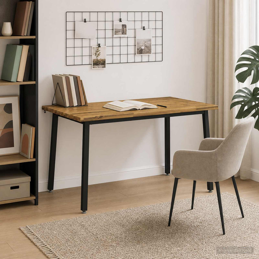 vidaXL 140 x 70 x 75 cm Lite Drewno Akacji biały i czarny Prostokątny