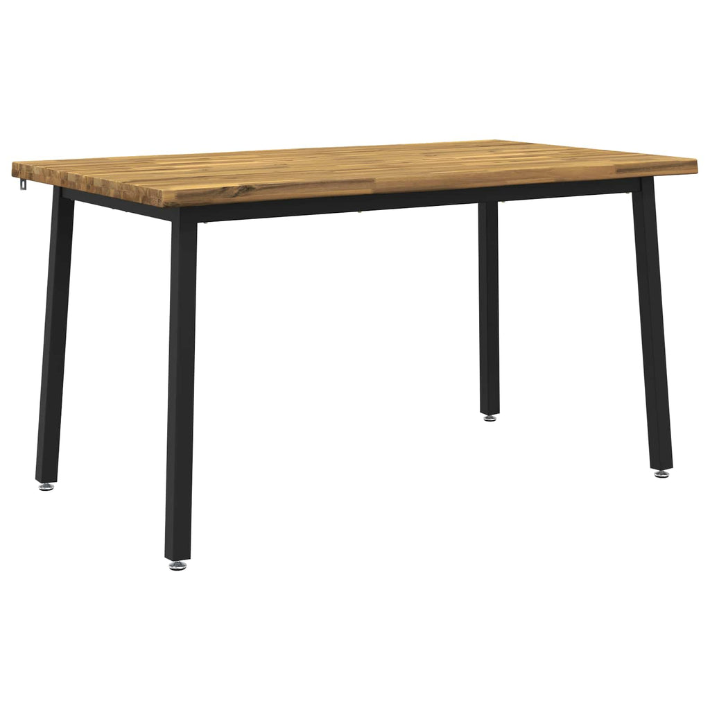 vidaXL 140 x 80 x 75 cm Lite Drewno Akacji biały i czarny Prostokątny