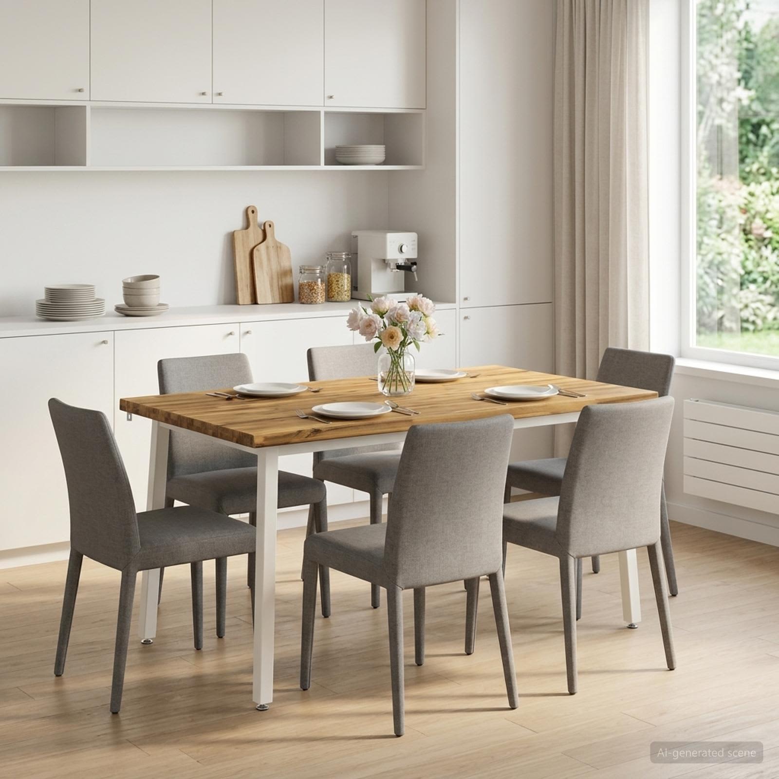 vidaXL 140 x 80 x 75 cm Lite Drewno Akacji Biały Prostokątny