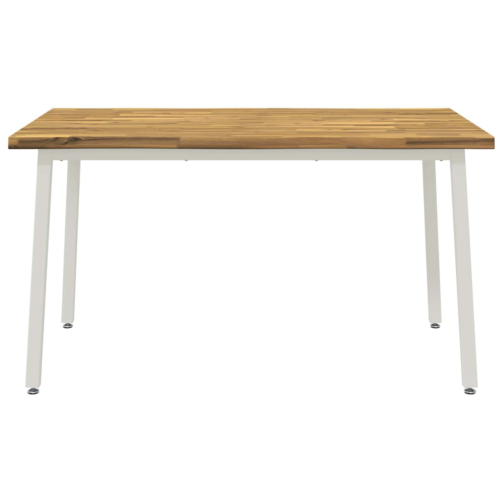 vidaXL 140 x 80 x 75 cm Lite Drewno Akacji Biały Prostokątny