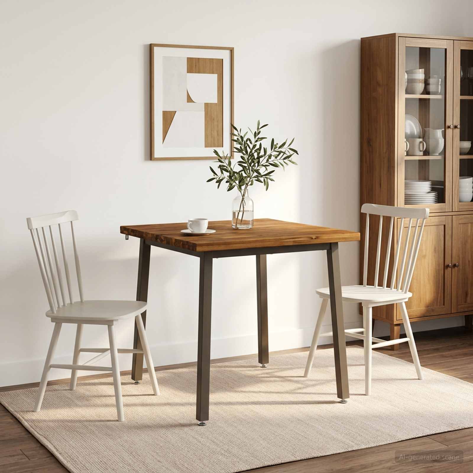 vidaXL 80 x 80 x 75 cm Lite Drewno Akacji Naturalny i kawowy Kwadrat