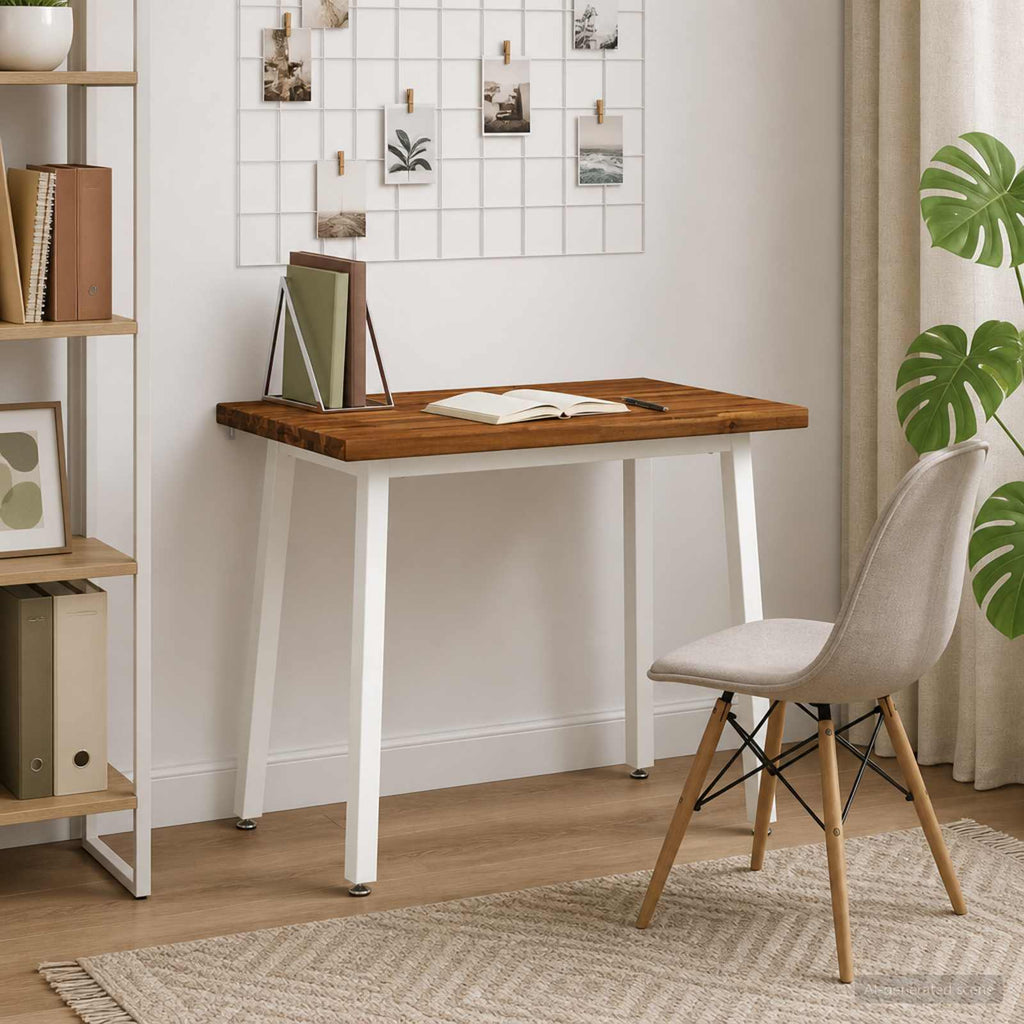 vidaXL 110 x 55 x 75 cm Lite Drewno Akacji Naturalne i białe