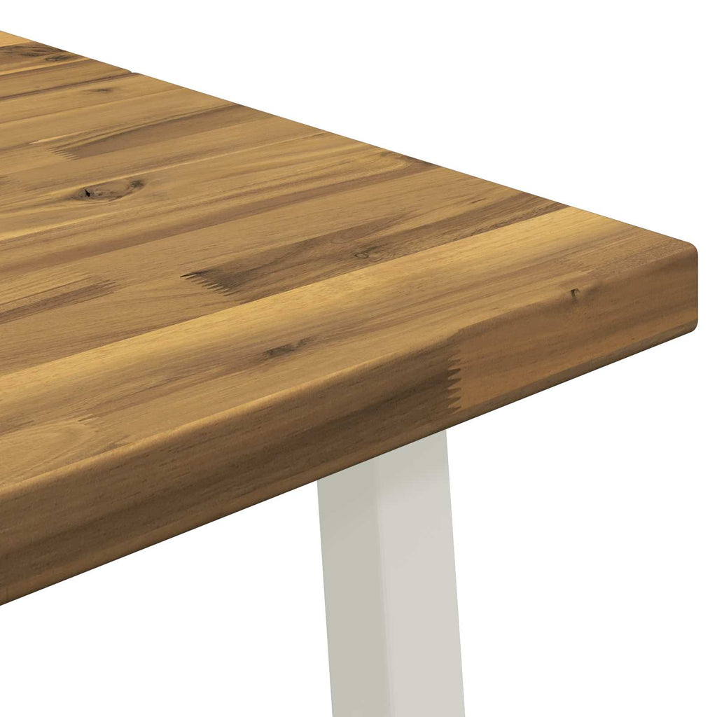 vidaXL 90 x 55 x 75 cm Lite Drewno Akacji Biały Prostokątny