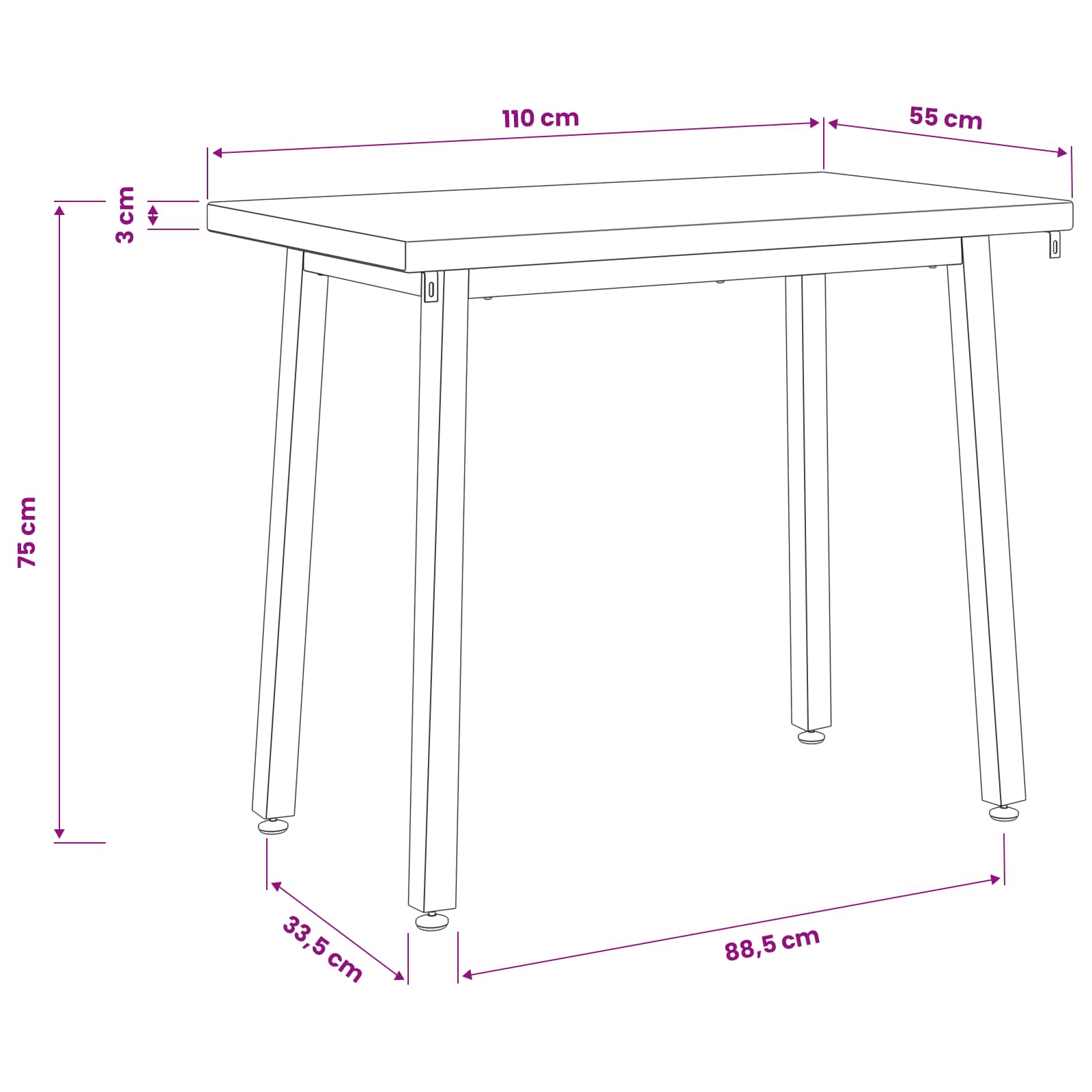 vidaXL 110 x 55 x 75 cm Lite Drewno Akacji Naturalne i białe
