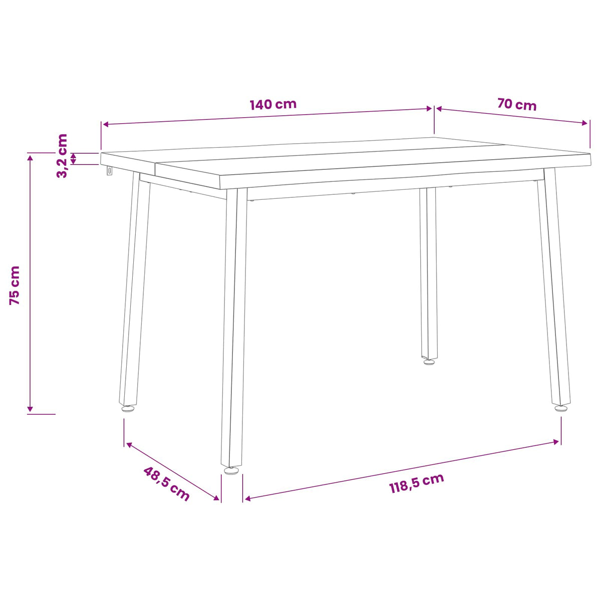 vidaXL 140 x 70 x 75 cm Lite Drewno Akacji Ciemnobrązowy i Biały