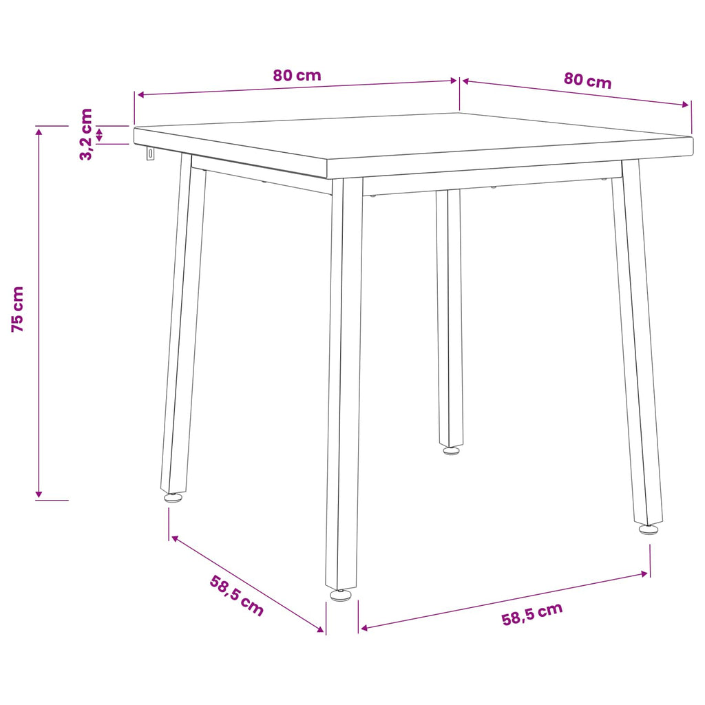 vidaXL 80 x 80 x 75 cm Lite Drewno Akacji Ciemnobrązowy i czarny