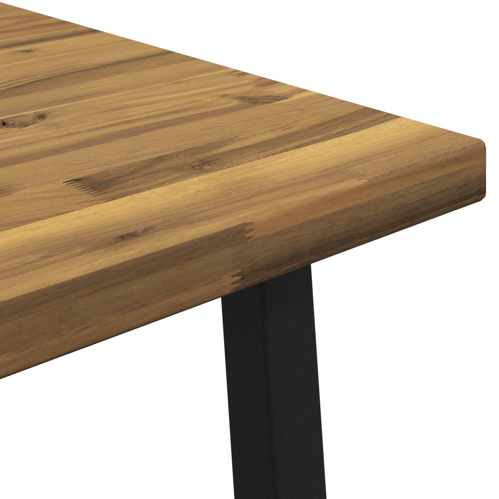 vidaXL 80 x 80 x 75 cm Lite Drewno Akacji biały i czarny Kwadrat