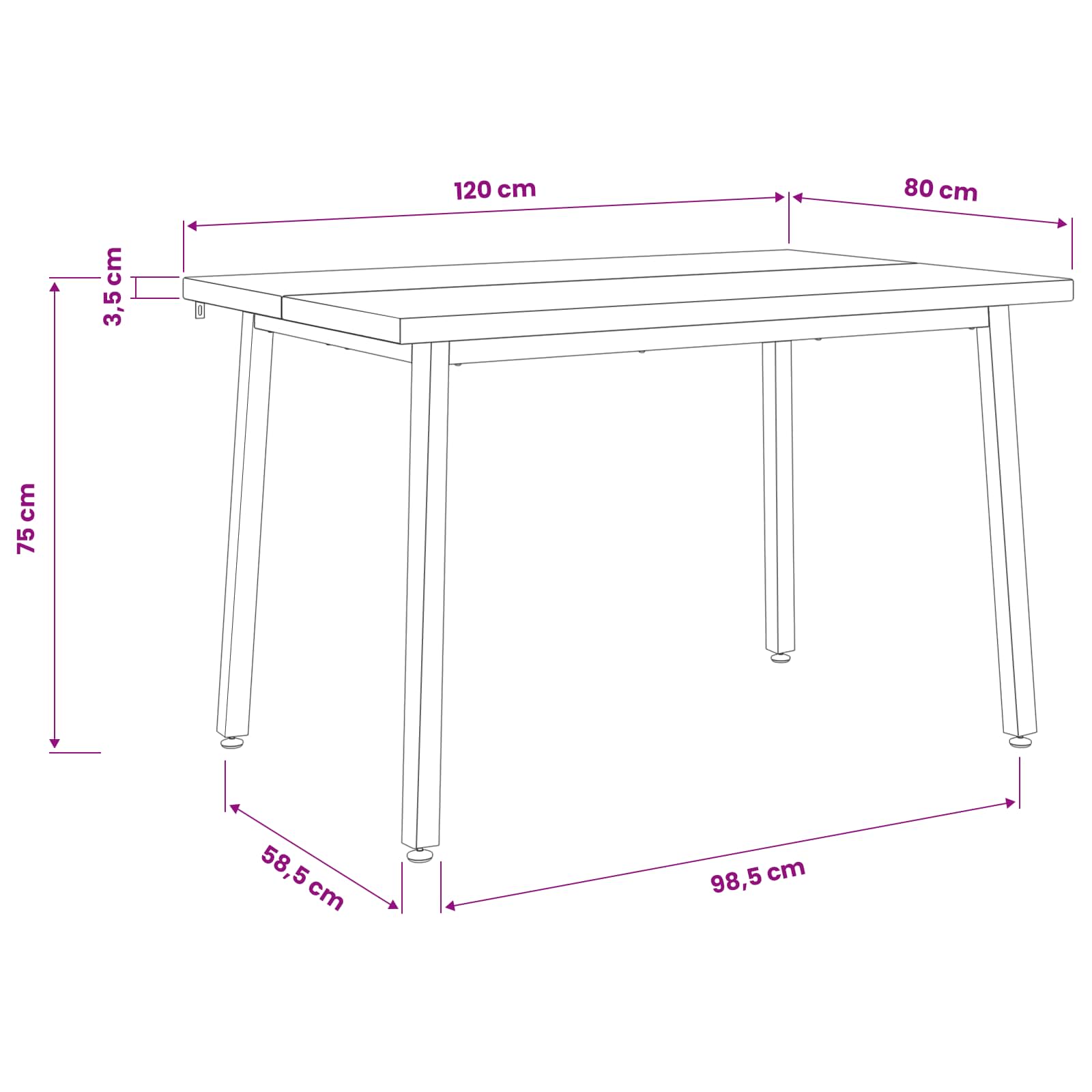 vidaXL 120 x 80 x 75 cm Lite Drewno Akacji Naturalny i czarny
