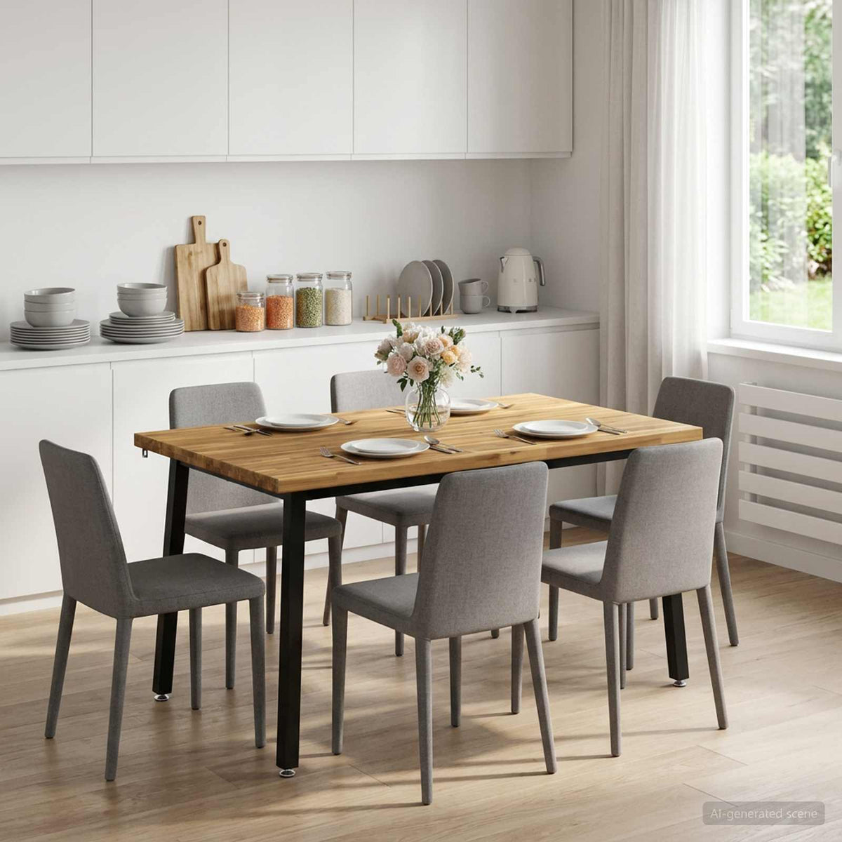 vidaXL 120 x 80 x 75 cm Lite Drewno Akacji biały i czarny Prostokątny