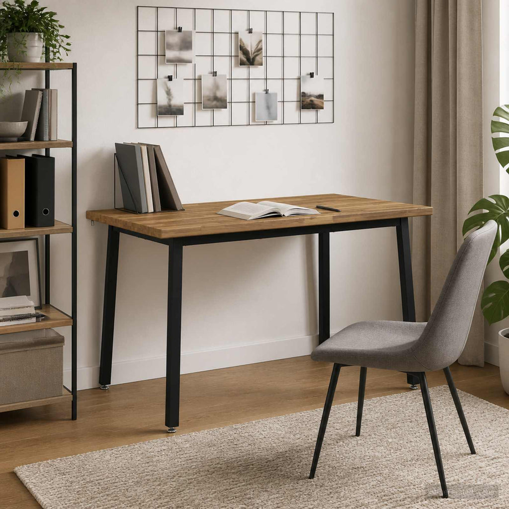 vidaXL 120 x 80 x 75 cm Lite Drewno Akacji biały i czarny Prostokątny