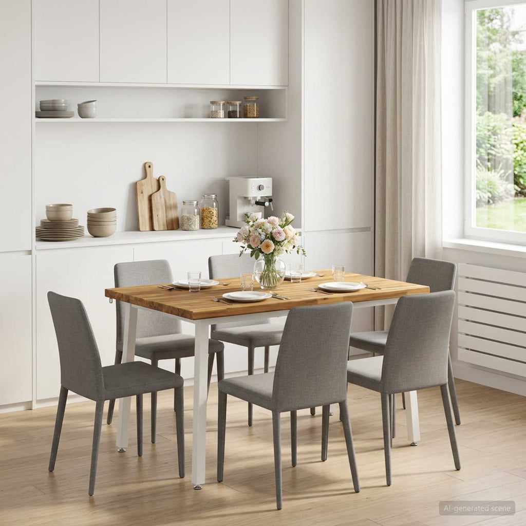 vidaXL 120 x 80 x 75 cm Lite Drewno Akacji Biały Prostokątny