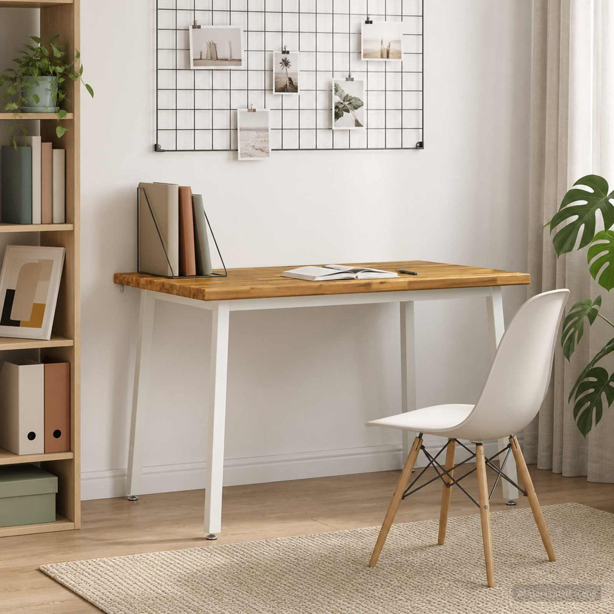 vidaXL 120 x 80 x 75 cm Lite Drewno Akacji Biały Prostokątny