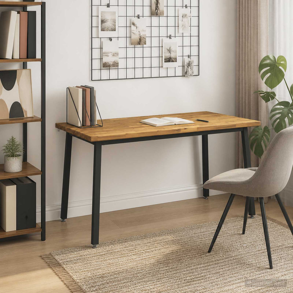 vidaXL 140 x 80 x 75 cm Lite Drewno Akacji biały i czarny Prostokątny