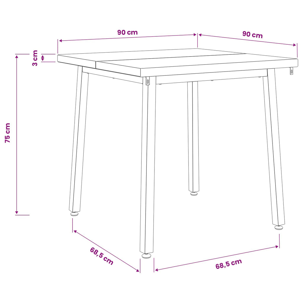 vidaXL 90 x 90 x 75 cm Lite Drewno Akacji Ciemnobrązowy i Biały
